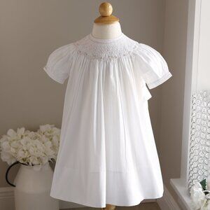 Feltman Brothers White Bishop Dress Smocked Embroidery Special Occasion NEW
